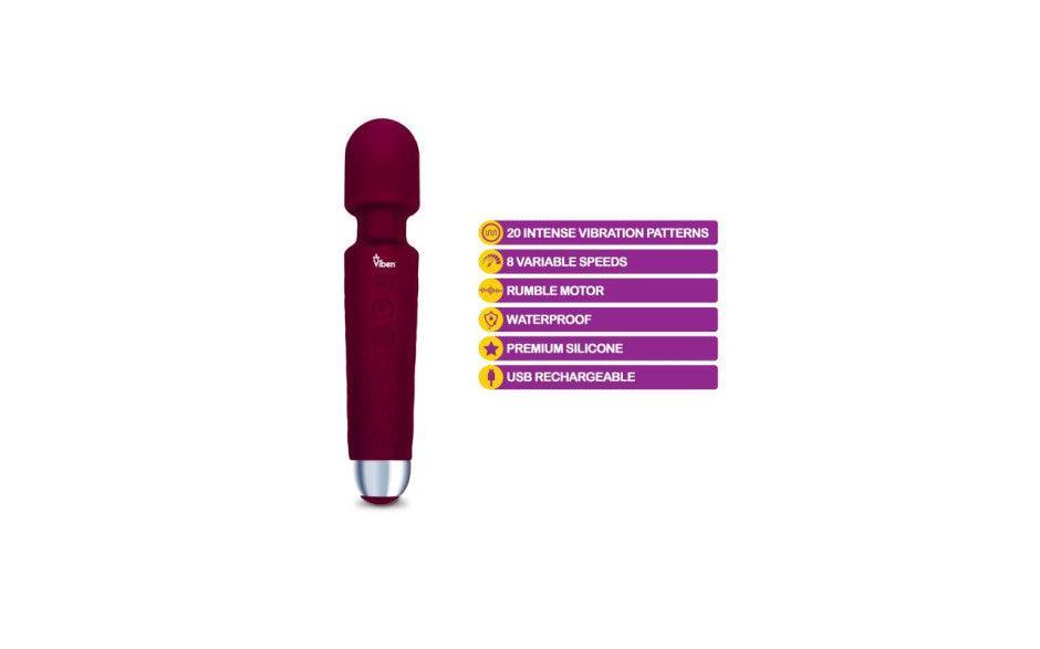 Viben Tempest Rechargeable Wand Massager Ruby - Adult Toys