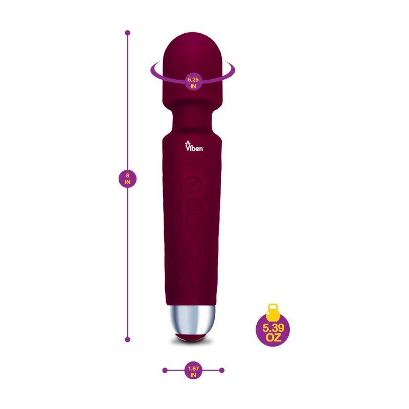 Viben Tempest Rechargeable Wand Massager Ruby - Adult Toys