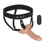 Vibrating Hollow Strap On Realistic Flesh With Remote - STRAP-ONS