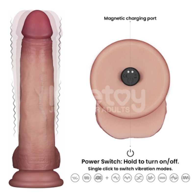 Vibrating Sliding Skin Pro II Silicone Dong 8.5 - Adult Toys