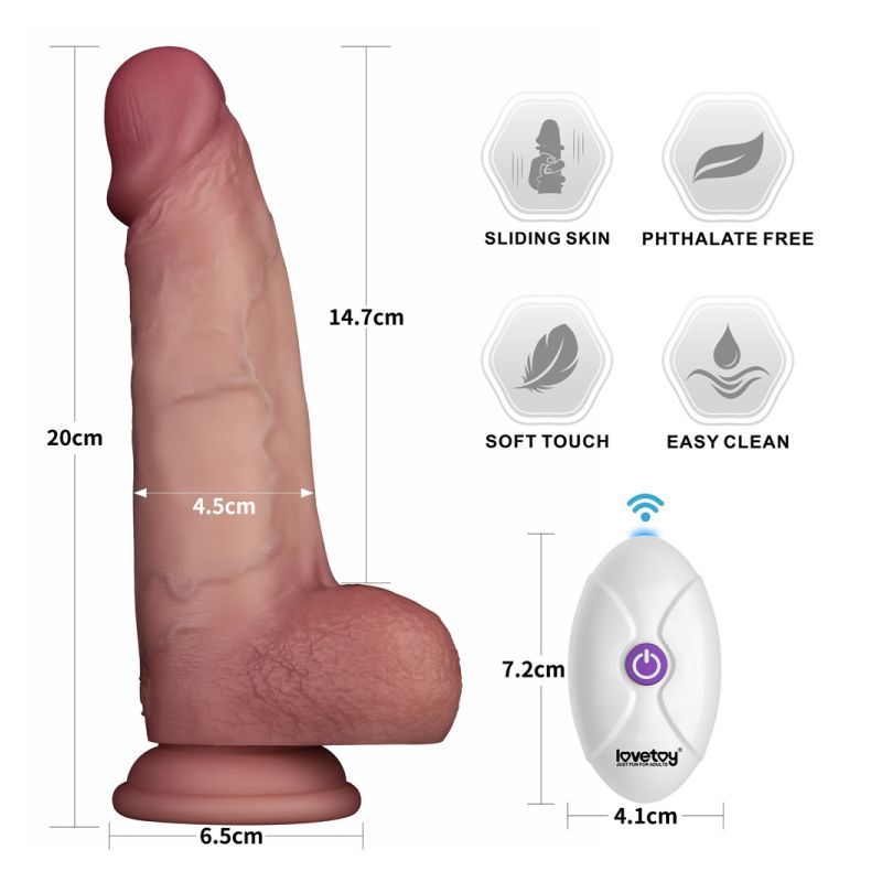 Vibrating Sliding Skin Pro II Silicone Dong 8in - Adult Toys