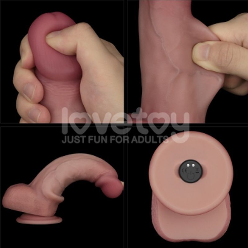 Vibrating Sliding Skin Pro II Silicone Dong 8in - Adult Toys