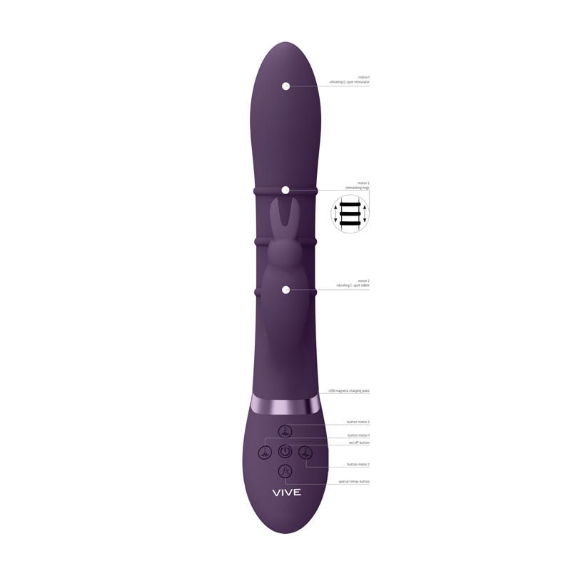 VIVE Sora - Purple 24.2 cm USB Rechargeable Rabbit Vibrator - VIBRATORS