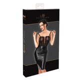 Wet Look Sheer Lace Up Dress Black - Lingerie