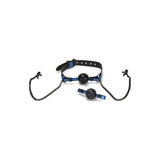 Whip Smart Diamond Ball Gag w Nipple Clips Blue - Adult Toys