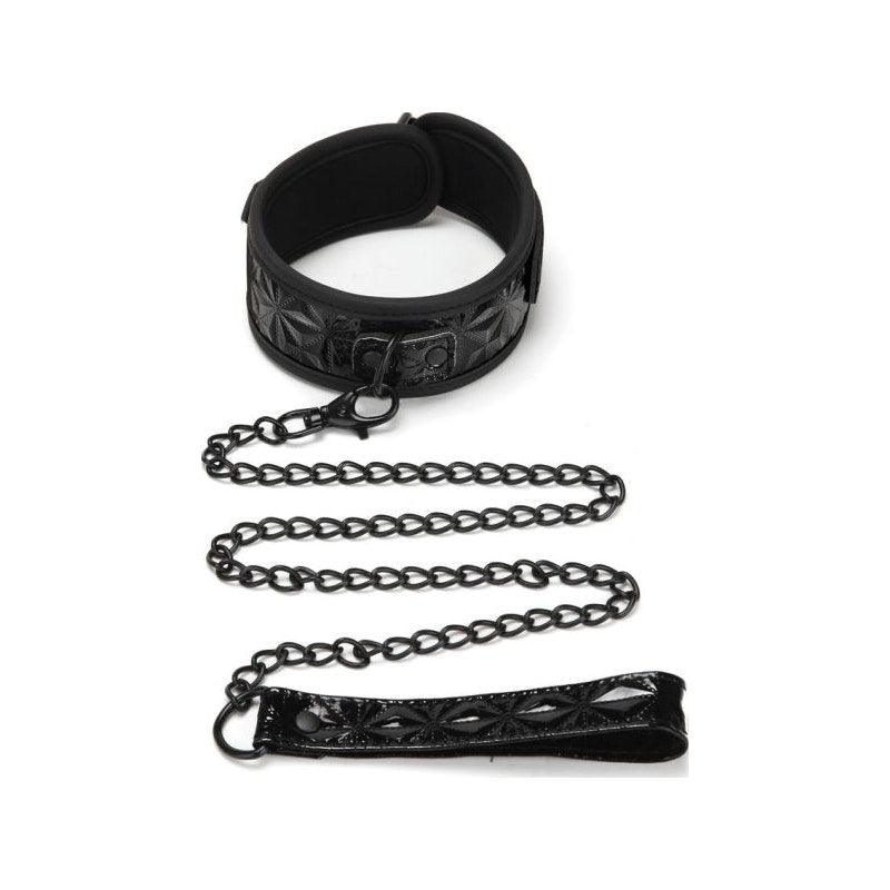 Whip Smart Diamond Collar and Leash Black - Naughty by Nature Adult Store