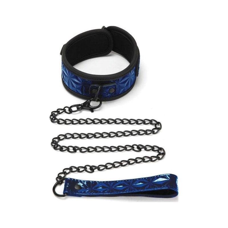 Whip Smart Diamond Collar and Leash Blue - Naughty by Nature Adult Store