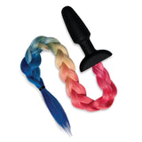 WhipSmart Furry Tales Silicone Rainbow Tail - Black 8.9 cm Butt Plug with Rainbow Tail - Anal Toys