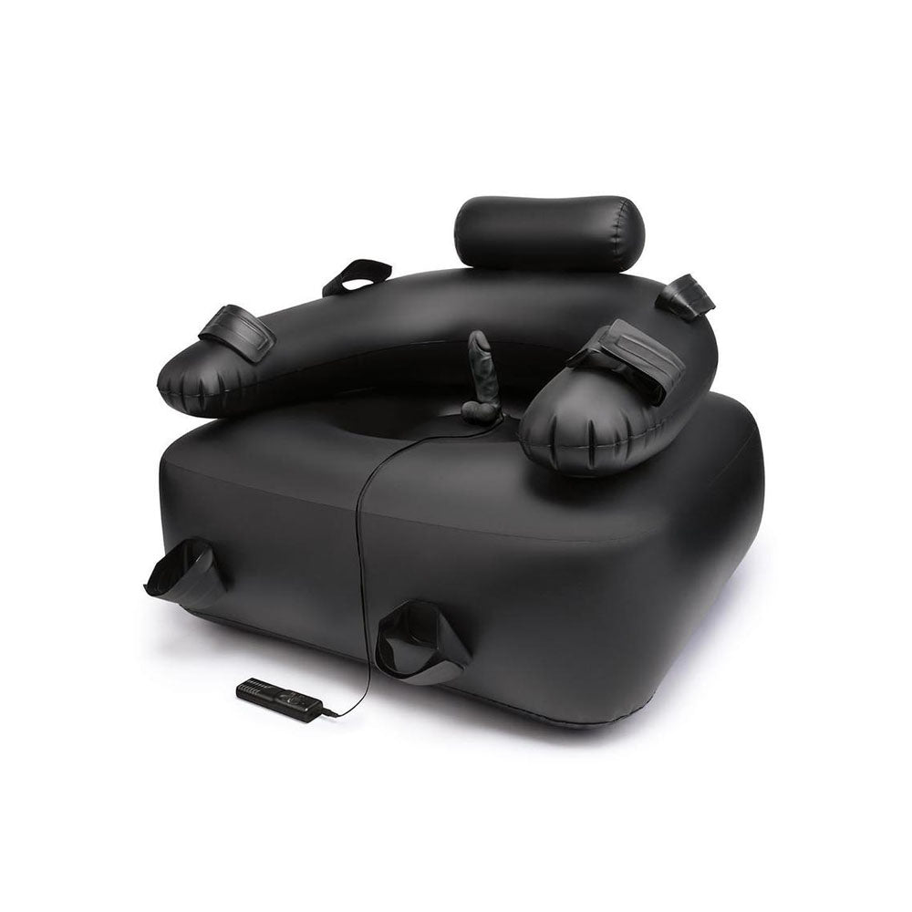 Whipsmart Inflatable Bondage Chair Black Detachable 6 Inch Vibrating Dildo - MACHINES