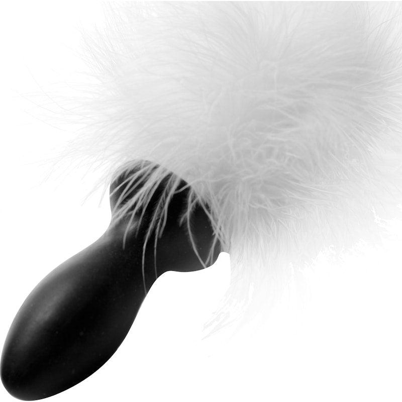 White Bunny Tail Anal Plug - Adult Toys