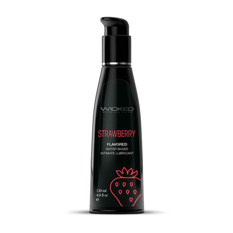 Wicked Aqua Strawberry Flavoured Lubricant - 120 ml (4 oz) Bottle - LOTIONS & LUBES