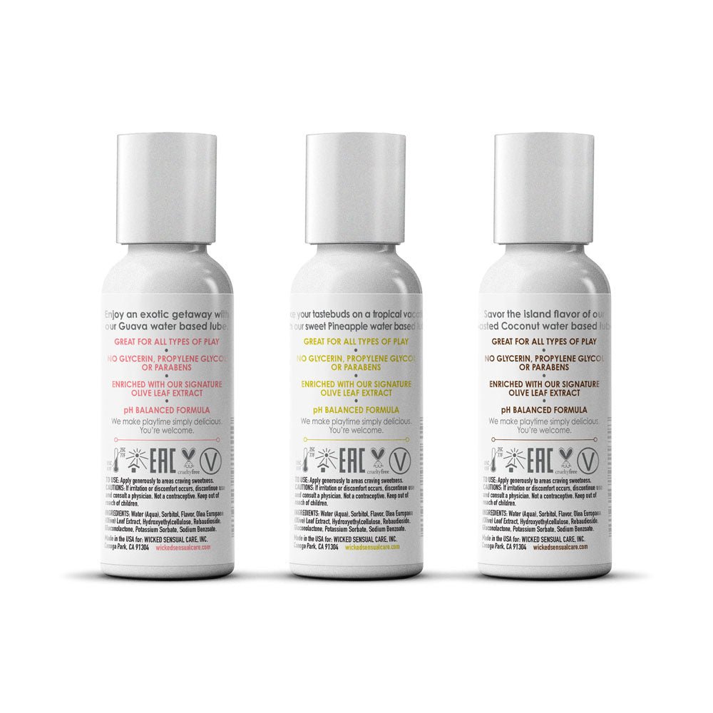 Wicked Simply Tropical Trio - Flavoured Water Based Lubricants - Set of 3 - LOTIONS & LUBES