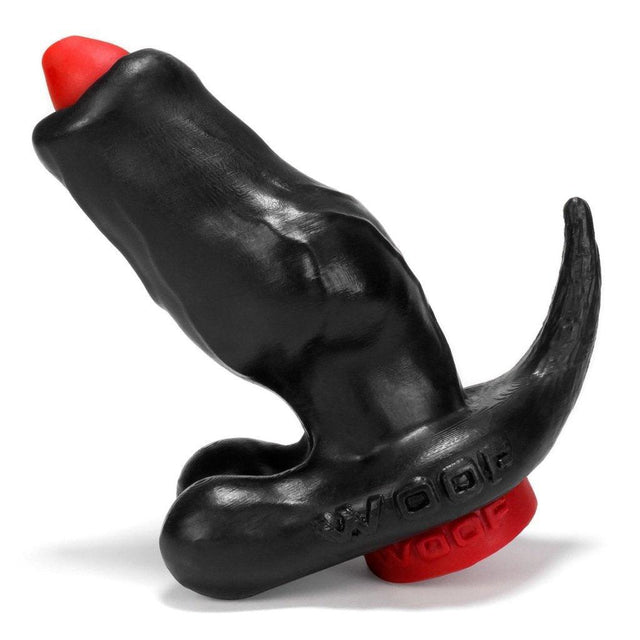 Woof Hollow Plug w Stopper Black Red - Adult Toys