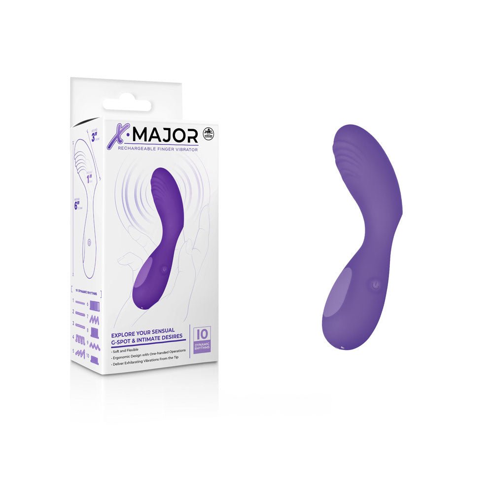 X Major Finger Vibe - Purple - Purple USB Rechargeable Finger Stimulator - STIMULATORS