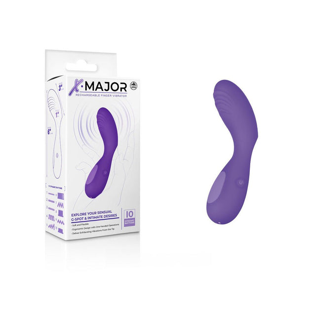 X Major Finger Vibe - Purple - Purple USB Rechargeable Finger Stimulator - STIMULATORS