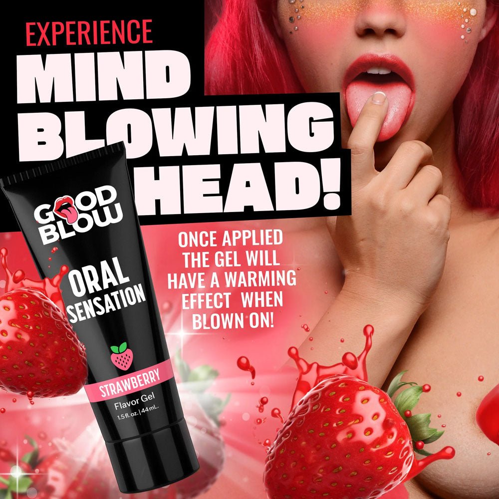 XR Brands Good Blow Warming Oral Sensation Gel - Strawberry, 44ml - LOTIONS & LUBES
