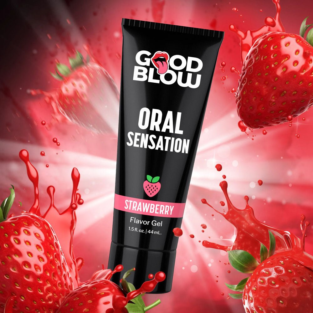 XR Brands Good Blow Warming Oral Sensation Gel - Strawberry, 44ml - LOTIONS & LUBES