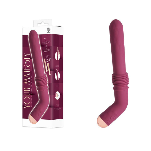 Your Majesty Maroon USB C Rechargeable Thrusting Vibrator - VIBRATORS