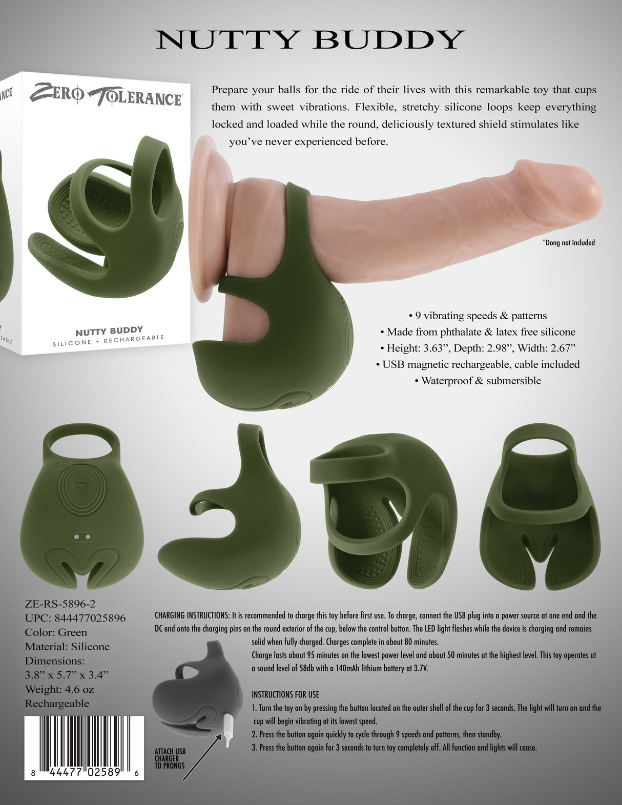 Zero Tolerance NUTTY BUDDY - Vibrating Cock & Balls Ring - COCK RINGS