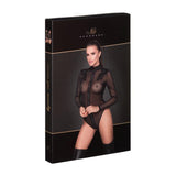 Zipped Tulle Bodysuit w Embroidery - Lingerie