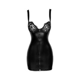 Power Wetlook Mini Dress w Lace Chest & Two Way Zipper - Naughty by Nature Adult Store