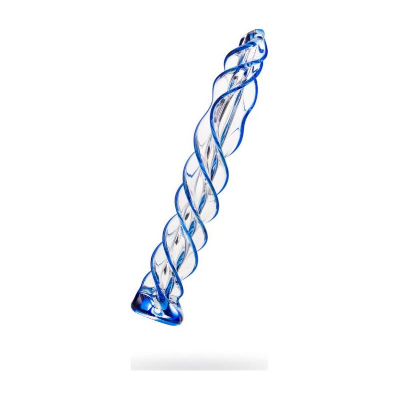 Sexus Glass Dildo Blue Helix 18.7cm - Naughty by Nature Adult Store