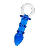 Sexus Glass Butt Plug Navy 16cm - Naughty by Nature Adult Store