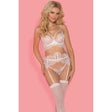 Bianca 4 Pc Bra G-String Garter & Stocking Set White - Naughty by Nature Adult Store