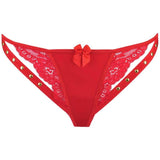 Microfiber and Lace G-String with Studs Red - Naughty by Nature Adult Store