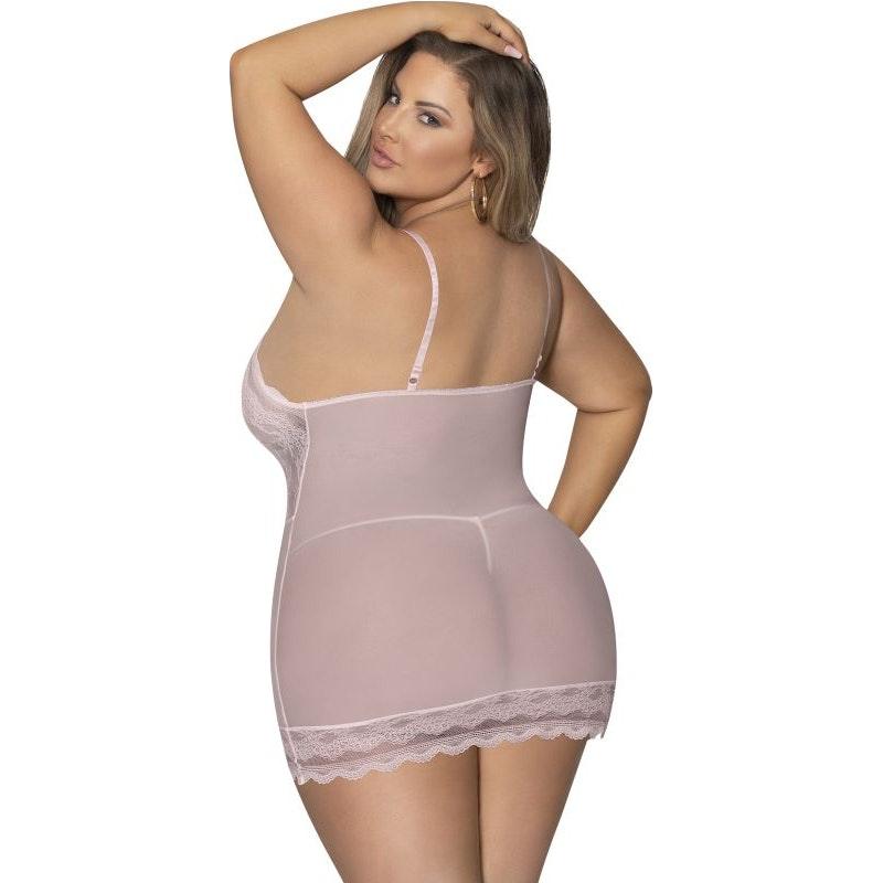 Lace Chemise and G-String Blush - Naughty by Nature Adult Store