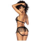 Fringe Halter 2 Pc Set Black - Naughty by Nature Adult Store