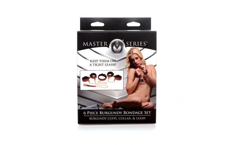 6 Pc Bondage Set Burgundy - Naughty by Nature Adult Store