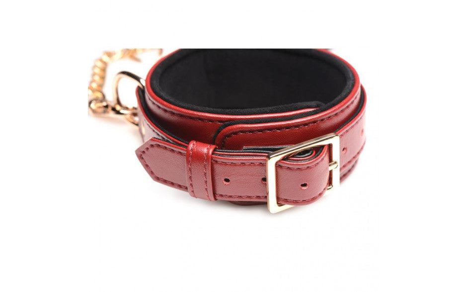 6 Pc PU Leather Bondage Set Burgundy - Adult Toys
