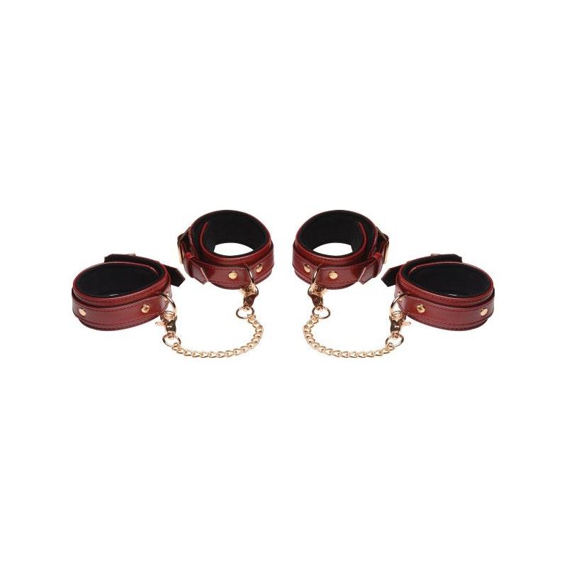 6 Pc PU Leather Bondage Set Burgundy - Adult Toys