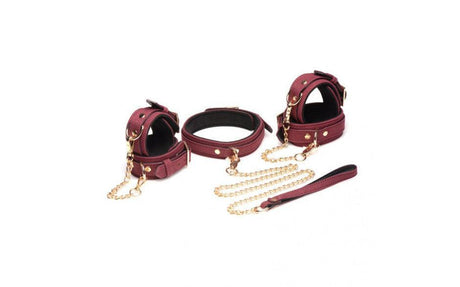 6 Pc Velvet Bondage Set Burgundy - Naughty by Nature Adult Store