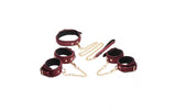 6 Pc Velvet Bondage Set Burgundy - Adult Toys