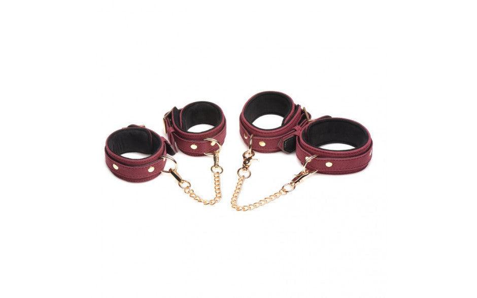 6 Pc Velvet Bondage Set Burgundy - Adult Toys