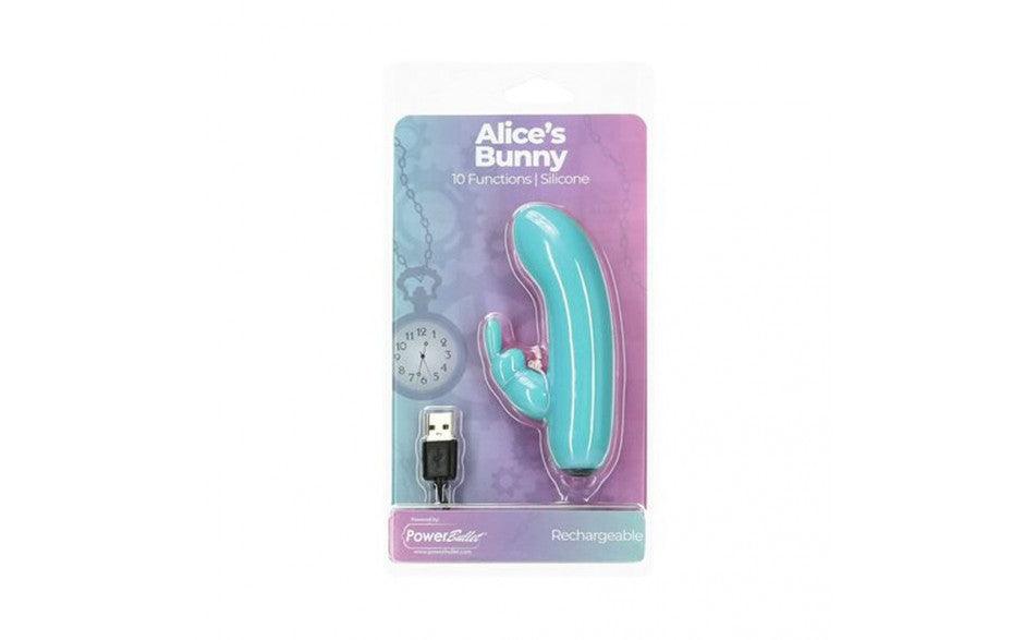 Alices Bunny Rechargeable Bullet w Rabbit Sleeve Teal - Naughty by Nature Adult Store