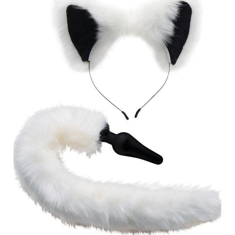 Anal Plug and Ears Set White Fox Tail - Naughty by Nature Adult Store