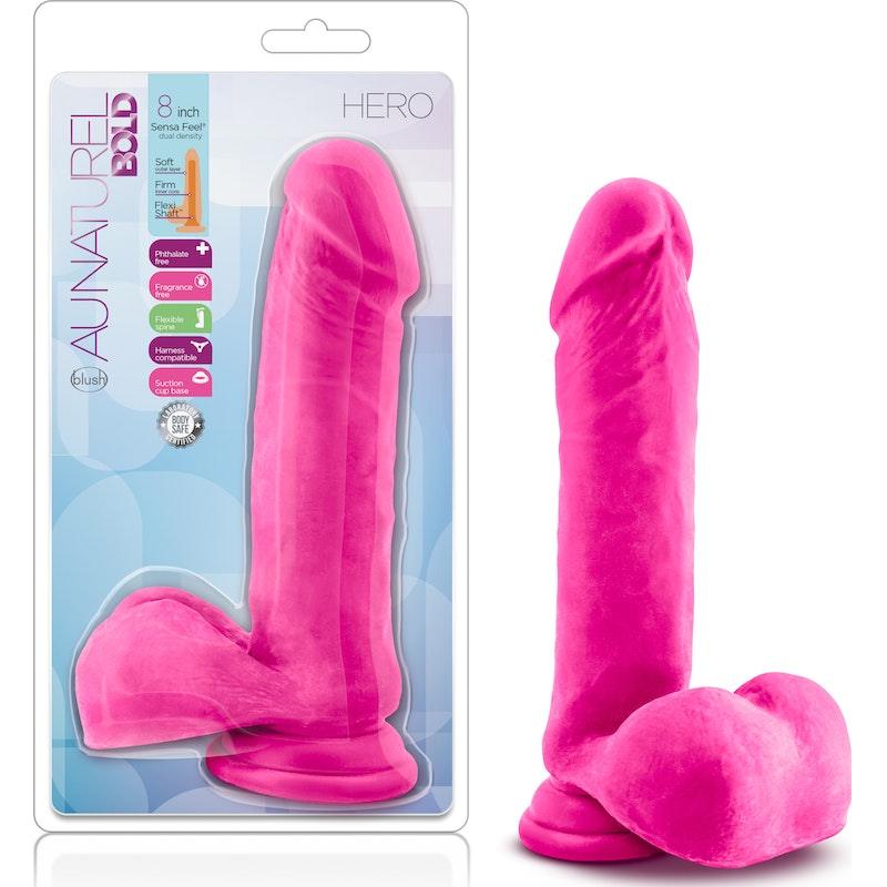 Au Naturel Bold Hero 8in Dildo Pink - Adult Toys