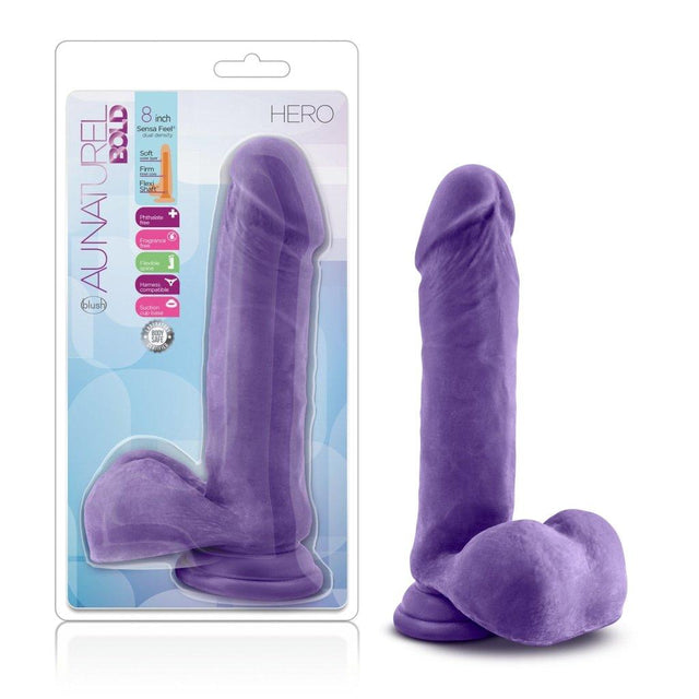 Au Naturel Bold Hero 8in Dildo Purple - Adult Toys
