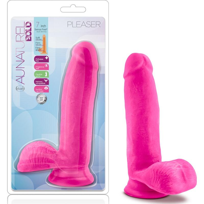 Au Naturel Bold Pleaser 7in Dildo Pink - Adult Toys