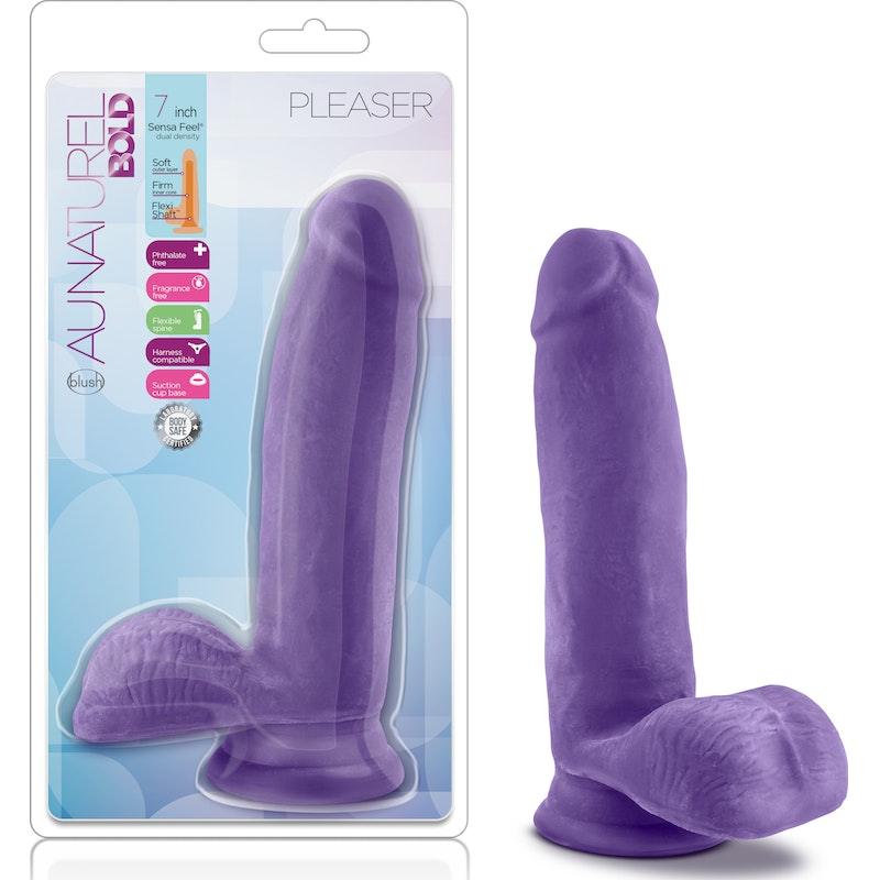 Au Naturel Bold Pleaser 7in Dildo Purple - Naughty by Nature Adult Store