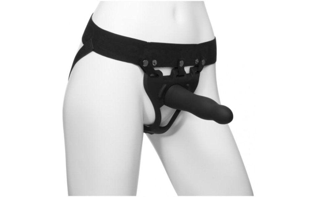 Be Daring 7in Bulbed Dong 2 Pc Hollow Silicone Strap - On Set - Adult Toys