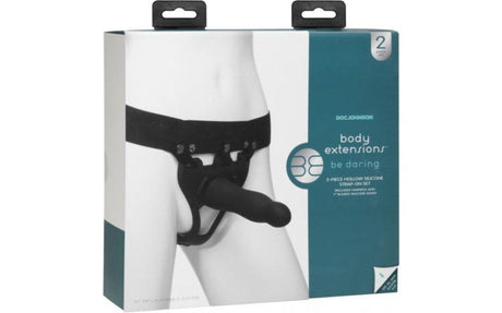 Be Daring 7in Bulbed Dong 2 Pc Hollow Silicone Strap - On Set - Adult Toys