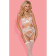 Bianca 4 Pc Bra G - String Garter & Stocking Set White - Lingerie