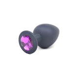 Black Silicone Anal Plug Large w Purple Diamond - Naughty by Nature Adult Store