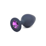 Black Silicone Anal Plug Medium w Purple Diamond - Naughty by Nature Adult Store