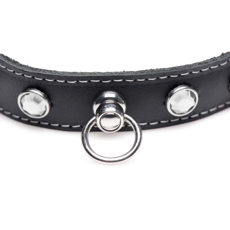 Bling Vixen Leather Choker w Clear Rhinestones - Naughty by Nature Adult Store