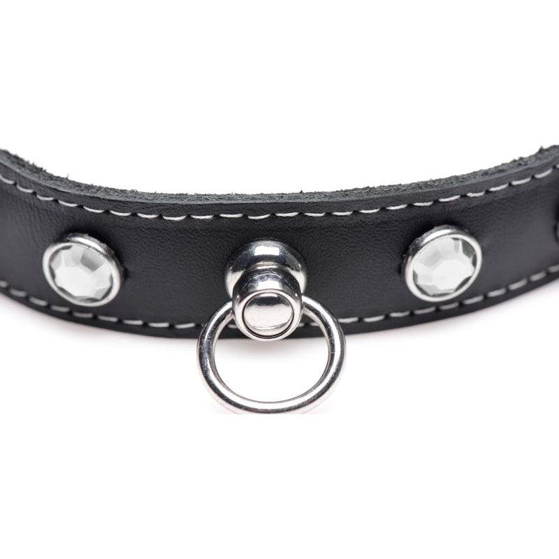 Bling Vixen Leather Choker w Clear Rhinestones - Naughty by Nature Adult Store